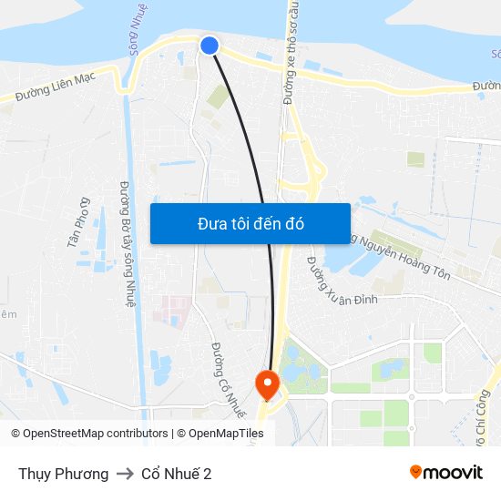 Thụy Phương to Cổ Nhuế 2 map