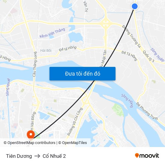 Tiên Dương to Cổ Nhuế 2 map