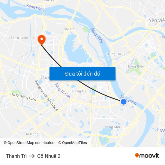 Thanh Trì to Cổ Nhuế 2 map