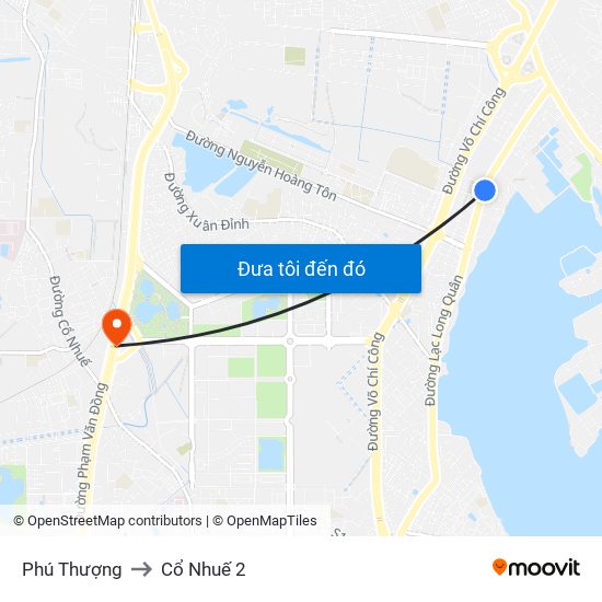 Phú Thượng to Cổ Nhuế 2 map