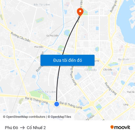 Phú Đô to Cổ Nhuế 2 map