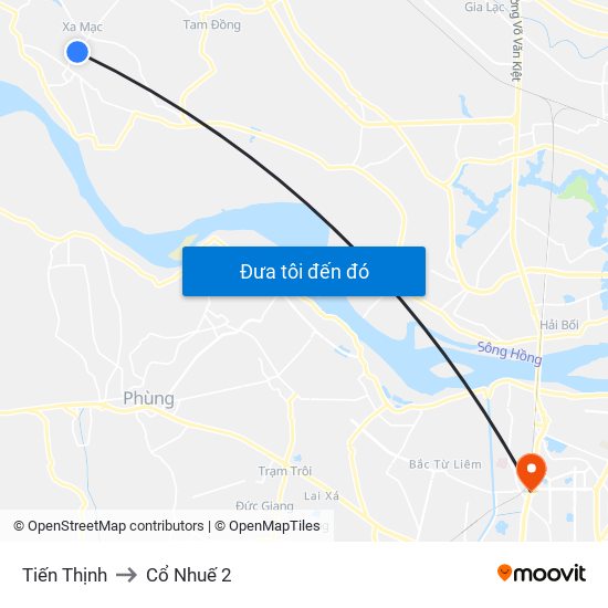 Tiến Thịnh to Cổ Nhuế 2 map