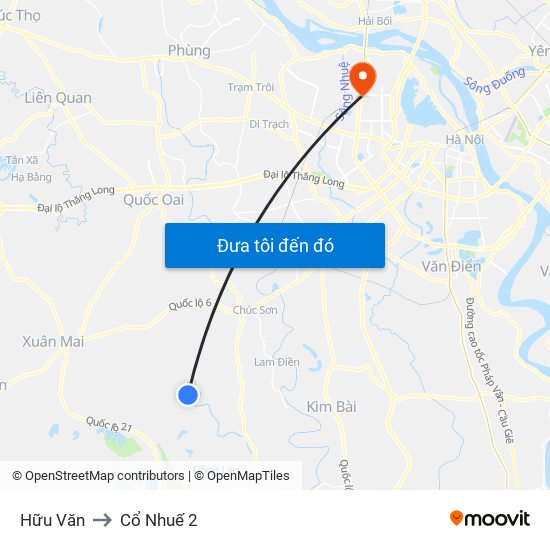 Hữu Văn to Cổ Nhuế 2 map