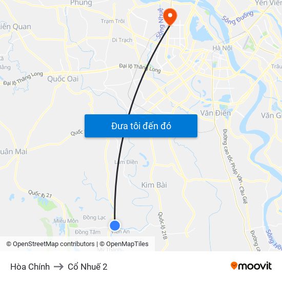 Hòa Chính to Cổ Nhuế 2 map