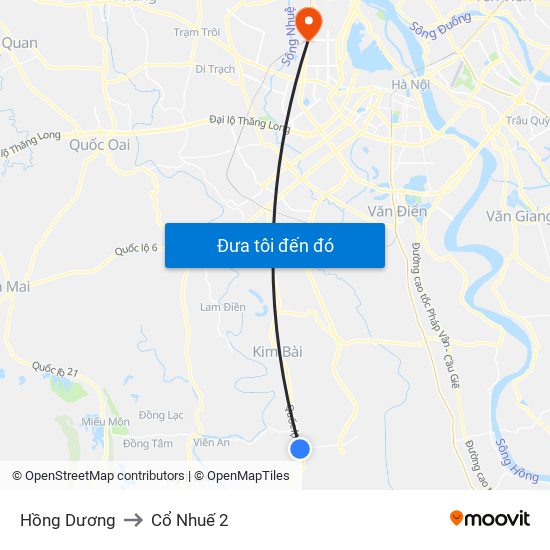 Hồng Dương to Cổ Nhuế 2 map