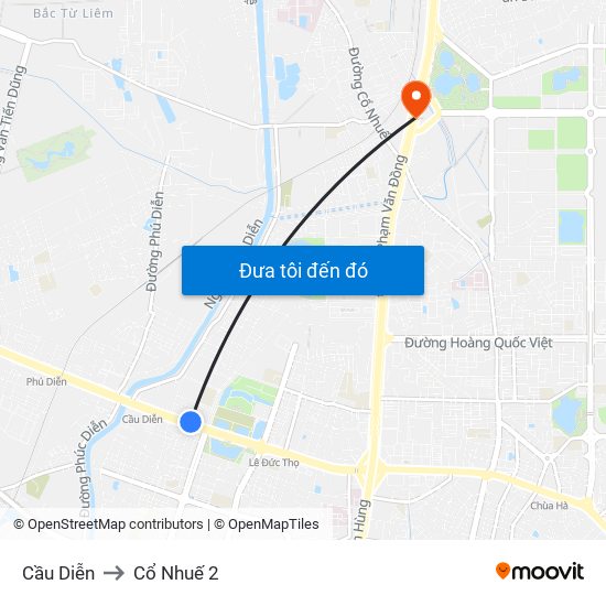 Cầu Diễn to Cổ Nhuế 2 map