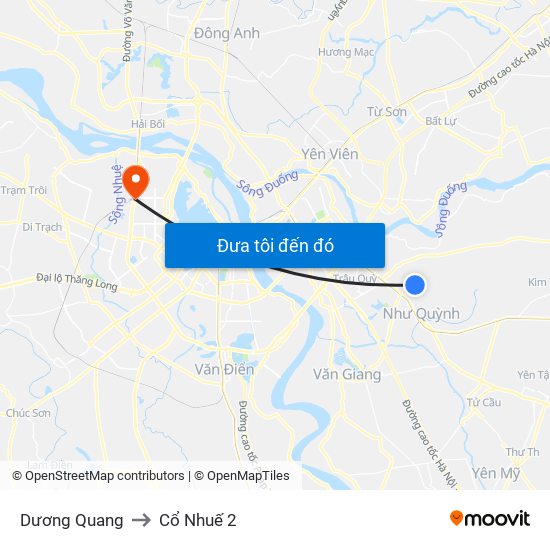 Dương Quang to Cổ Nhuế 2 map