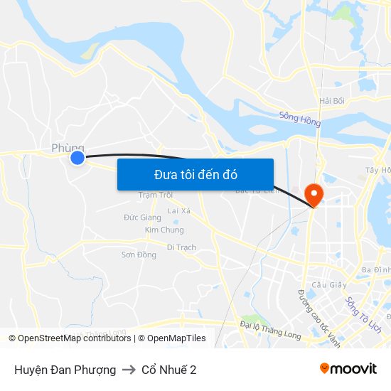 Huyện Đan Phượng to Cổ Nhuế 2 map