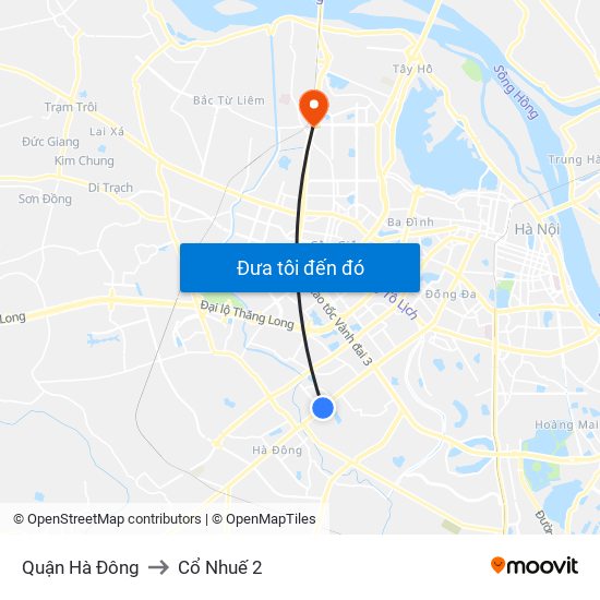 Quận Hà Đông to Cổ Nhuế 2 map