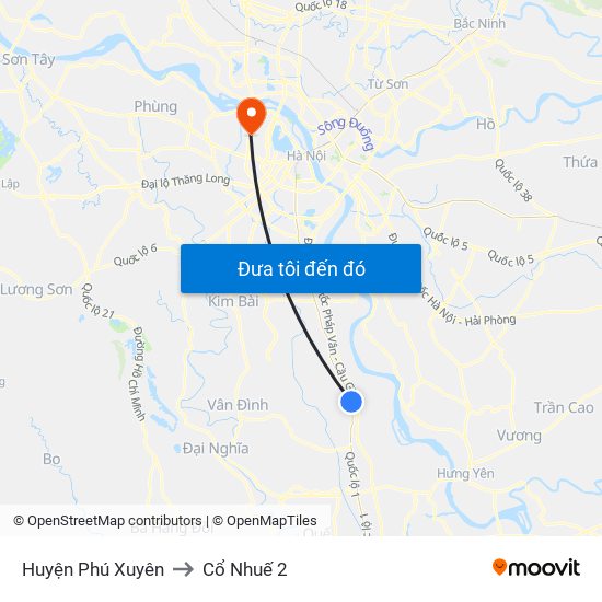 Huyện Phú Xuyên to Cổ Nhuế 2 map