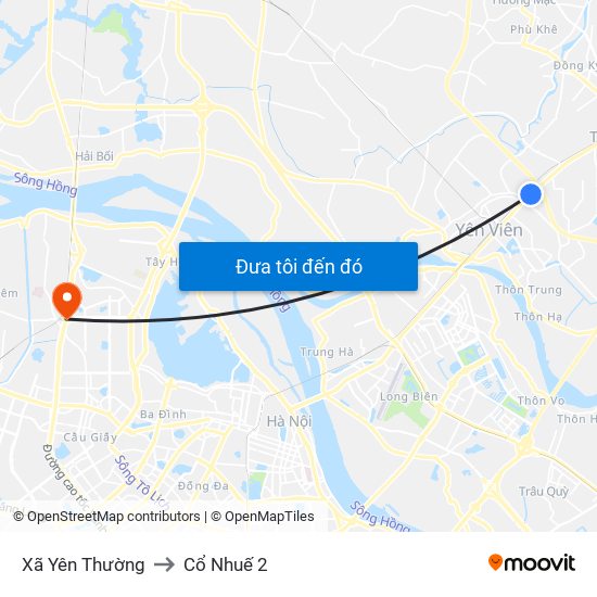 Xã Yên Thường to Cổ Nhuế 2 map