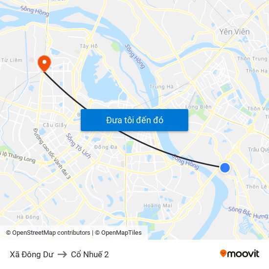 Xã Đông Dư to Cổ Nhuế 2 map