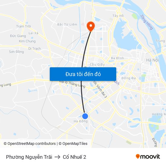 Phường Nguyễn Trãi to Cổ Nhuế 2 map