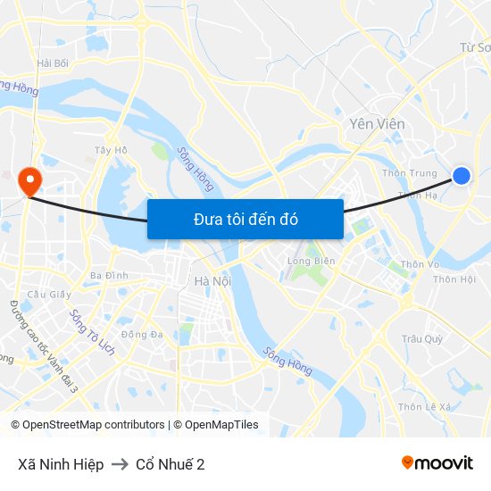 Xã Ninh Hiệp to Cổ Nhuế 2 map