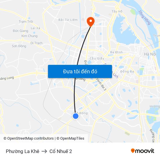 Phường La Khê to Cổ Nhuế 2 map