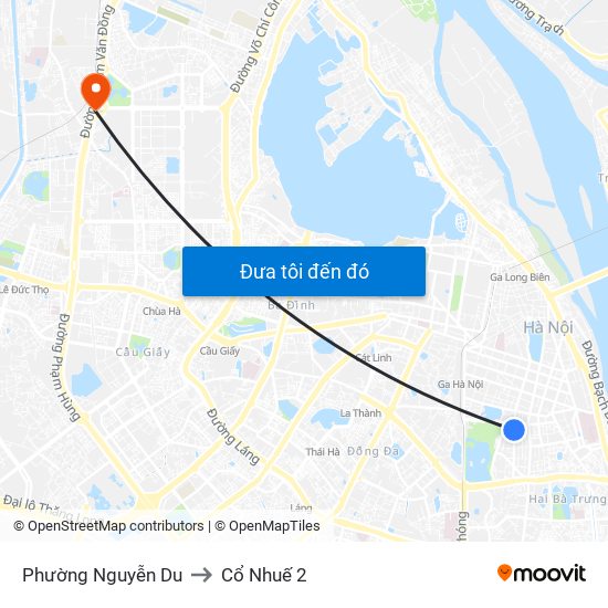 Phường Nguyễn Du to Cổ Nhuế 2 map