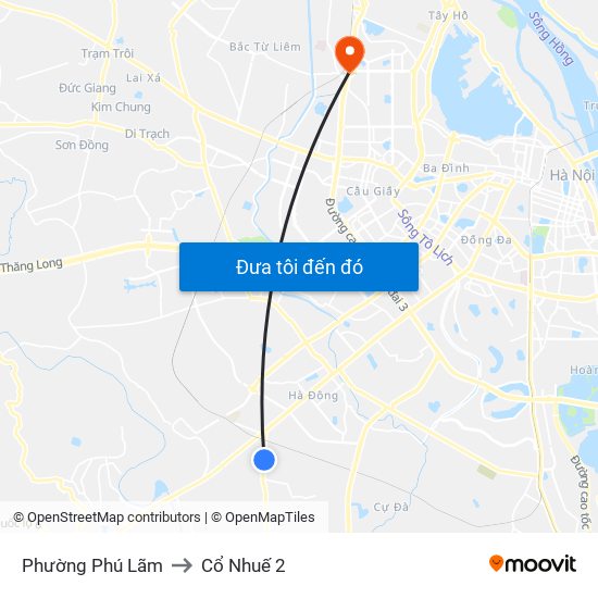 Phường Phú Lãm to Cổ Nhuế 2 map