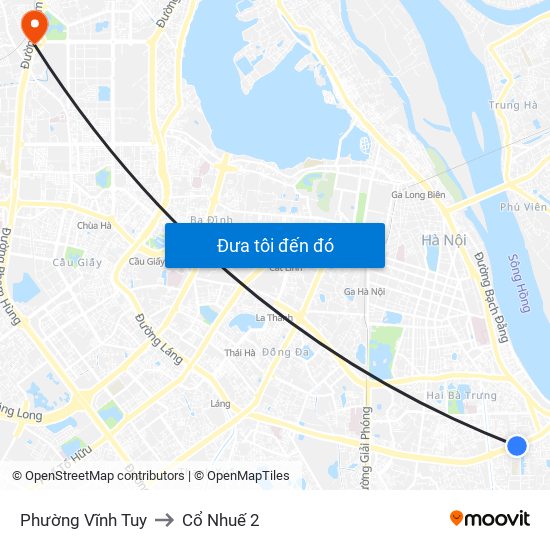 Phường Vĩnh Tuy to Cổ Nhuế 2 map