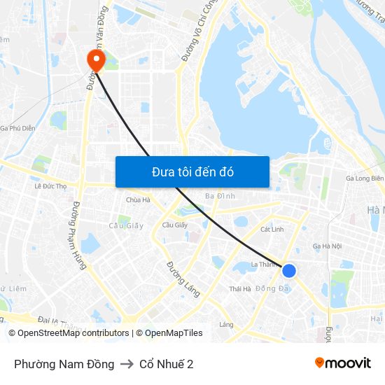 Phường Nam Đồng to Cổ Nhuế 2 map