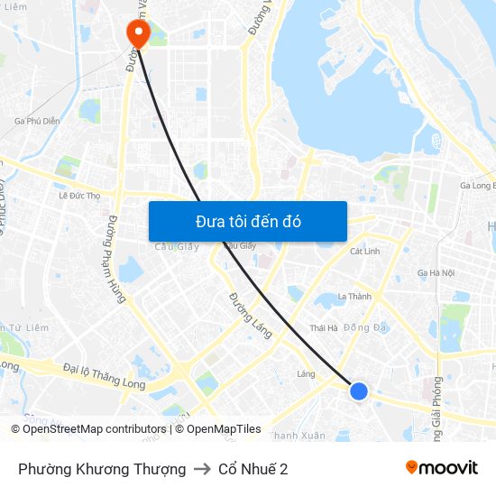 Phường Khương Thượng to Cổ Nhuế 2 map