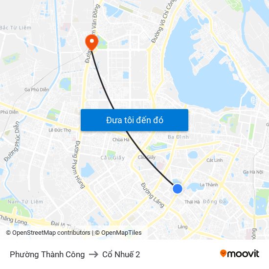 Phường Thành Công to Cổ Nhuế 2 map