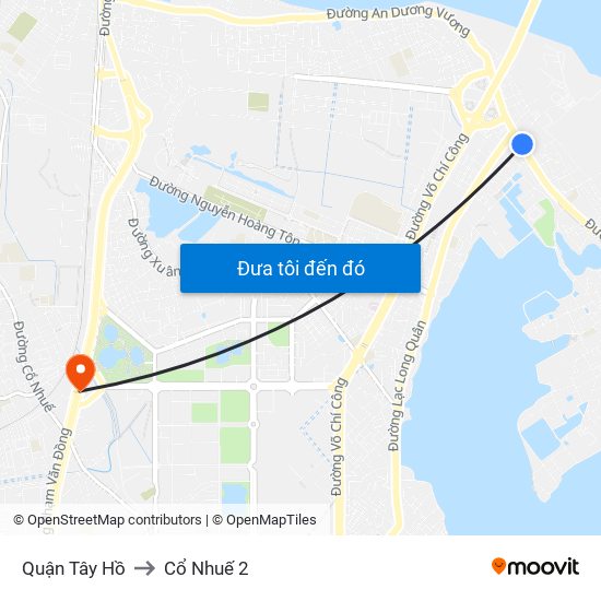 Quận Tây Hồ to Cổ Nhuế 2 map