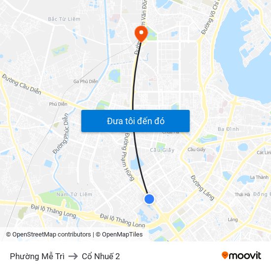 Phường Mễ Trì to Cổ Nhuế 2 map