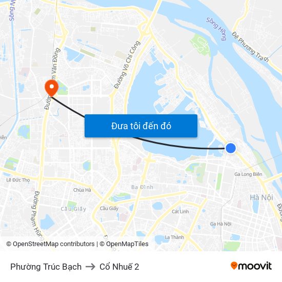 Phường Trúc Bạch to Cổ Nhuế 2 map