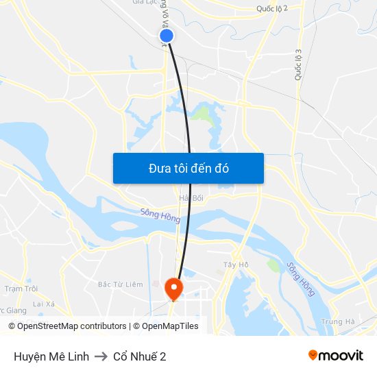 Huyện Mê Linh to Cổ Nhuế 2 map