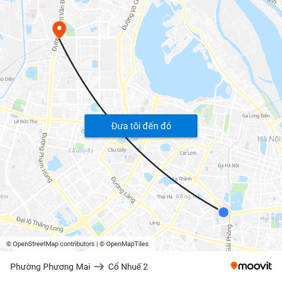 Phường Phương Mai to Cổ Nhuế 2 map