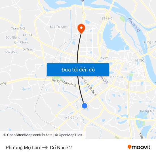 Phường Mộ Lao to Cổ Nhuế 2 map