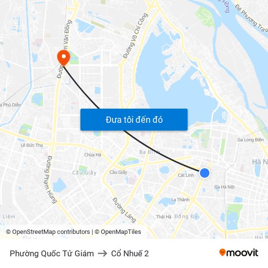 Phường Quốc Tử Giám to Cổ Nhuế 2 map