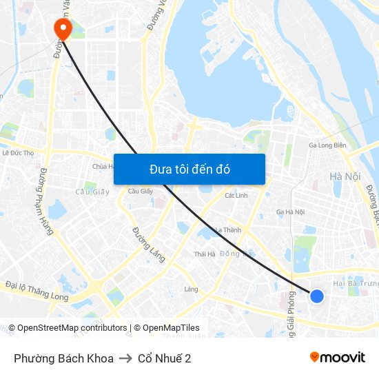 Phường Bách Khoa to Cổ Nhuế 2 map