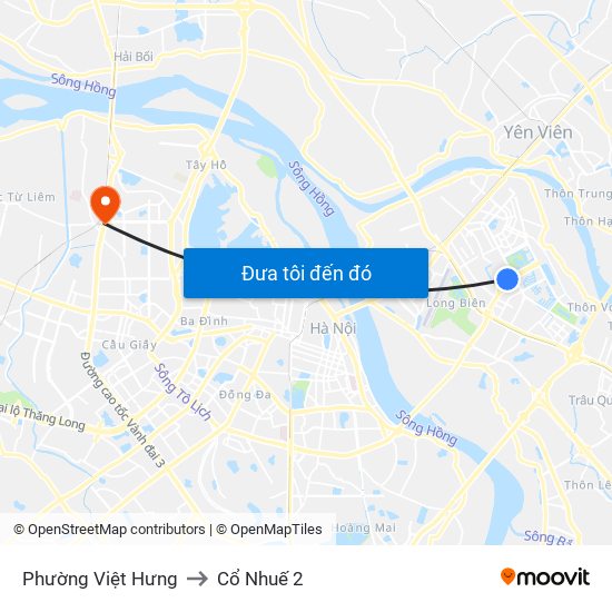 Phường Việt Hưng to Cổ Nhuế 2 map