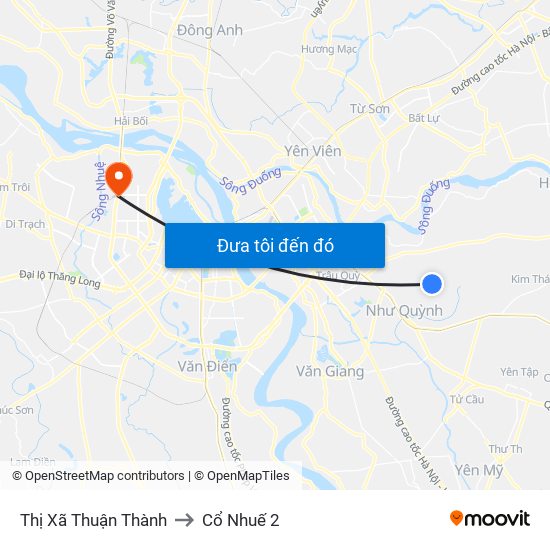 Thị Xã Thuận Thành to Cổ Nhuế 2 map