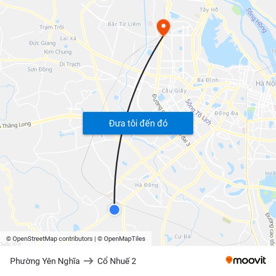 Phường Yên Nghĩa to Cổ Nhuế 2 map