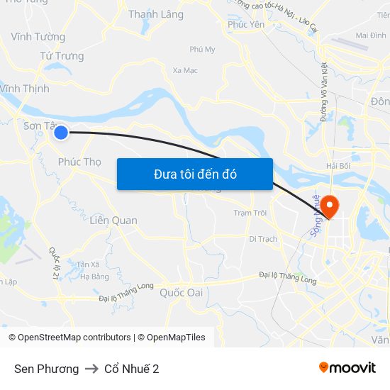 Sen Phương to Cổ Nhuế 2 map