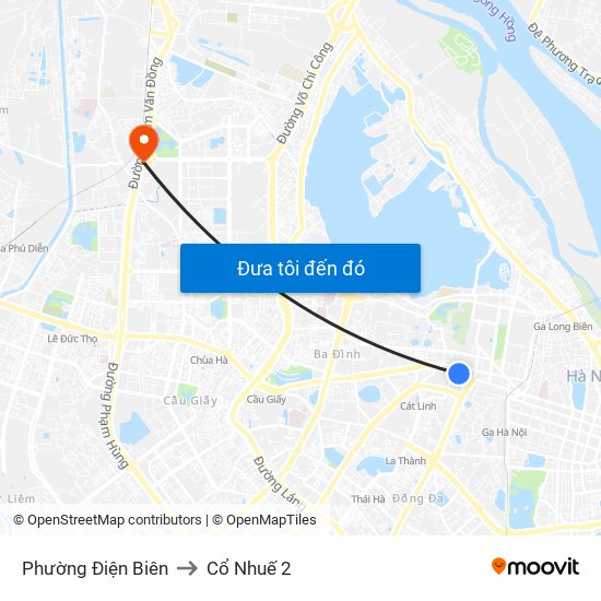 Phường Điện Biên to Cổ Nhuế 2 map