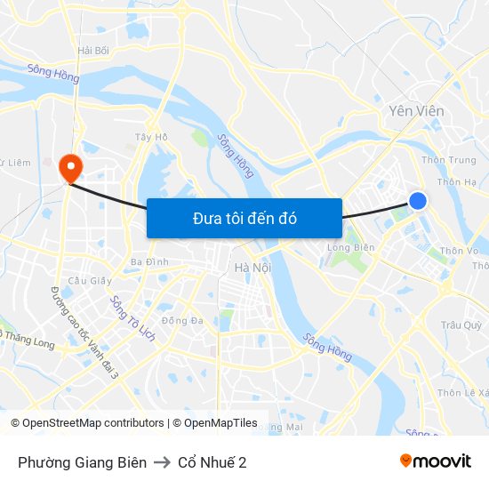 Phường Giang Biên to Cổ Nhuế 2 map
