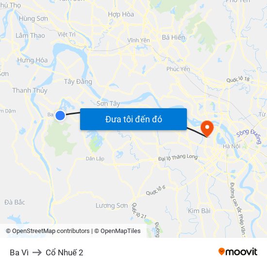 Ba Vì to Cổ Nhuế 2 map