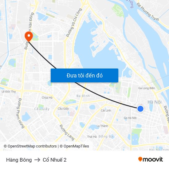 Hàng Bông to Cổ Nhuế 2 map