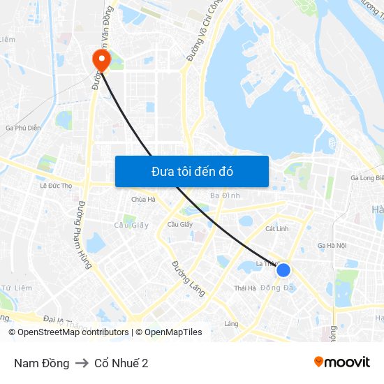 Nam Đồng to Cổ Nhuế 2 map