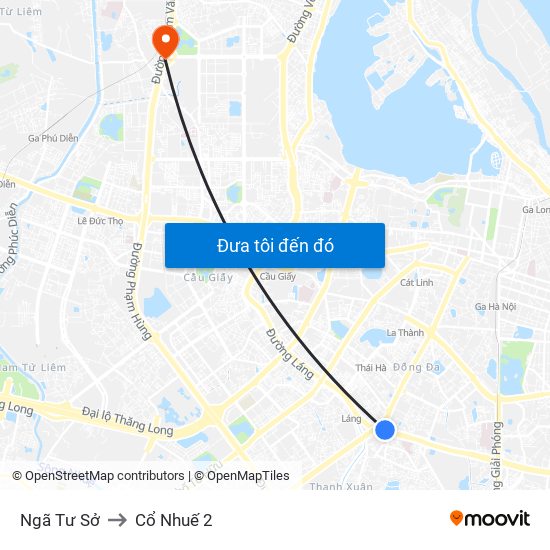 Ngã Tư Sở to Cổ Nhuế 2 map