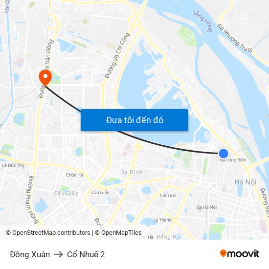 Đồng Xuân to Cổ Nhuế 2 map