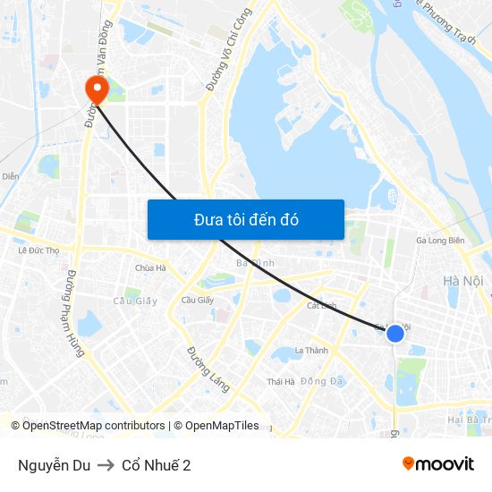 Nguyễn Du to Cổ Nhuế 2 map