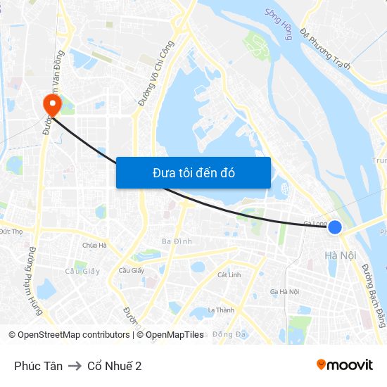 Phúc Tân to Cổ Nhuế 2 map