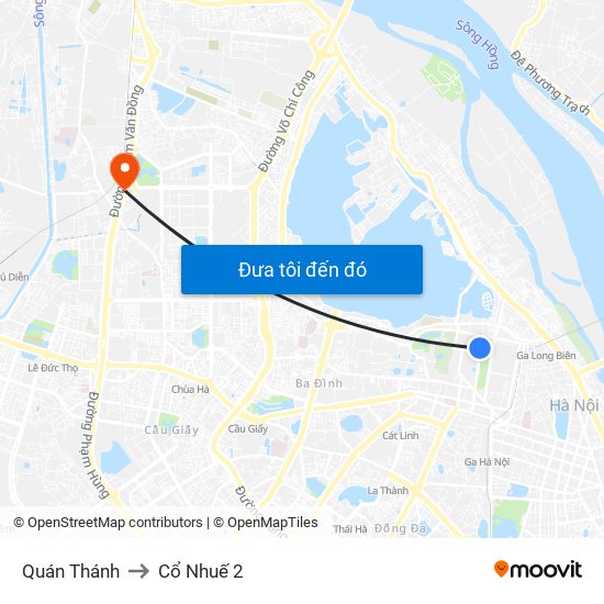 Quán Thánh to Cổ Nhuế 2 map