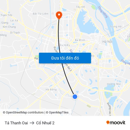 Tả Thanh Oai to Cổ Nhuế 2 map