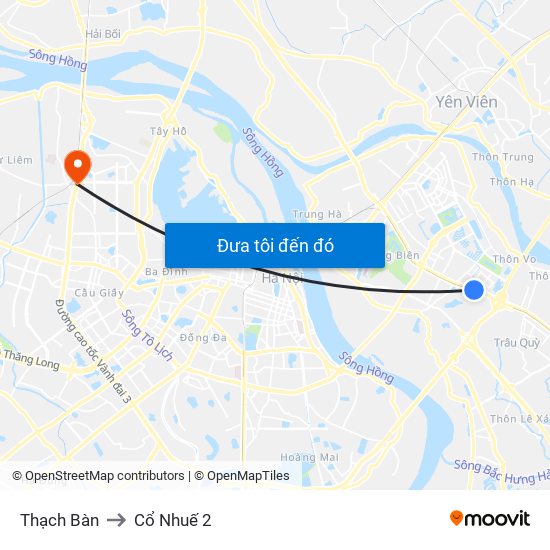 Thạch Bàn to Cổ Nhuế 2 map