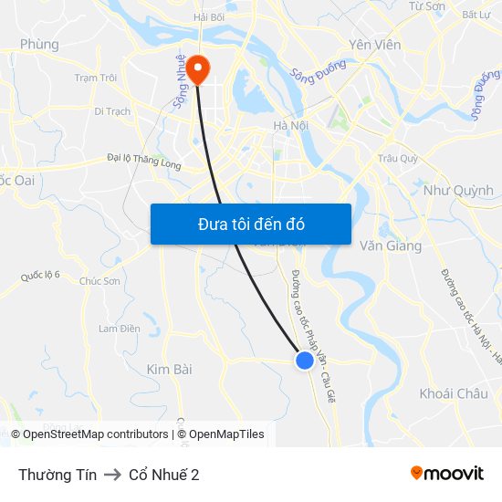 Thường Tín to Cổ Nhuế 2 map